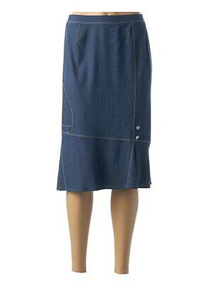 Jupe mi-longue coupe droite bleu GUY DUBOUIS femme