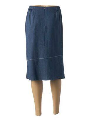 Jupe mi-longue coupe droite bleu GUY DUBOUIS femme