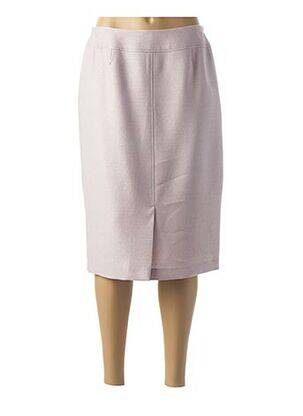 Jupe mi-longue coupe droite rose GUY DUBOUIS femme