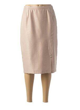 Jupe mi-longue taille à pinces beige GUY DUBOUIS femme