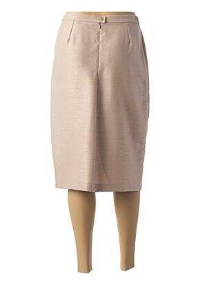 Jupe mi-longue taille à pinces beige GUY DUBOUIS femme