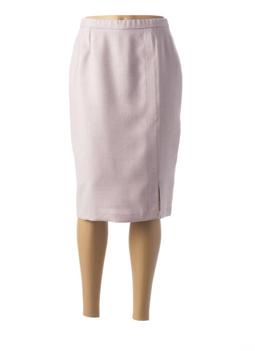 Jupe mi-longue taille à pinces rose GUY DUBOUIS femme