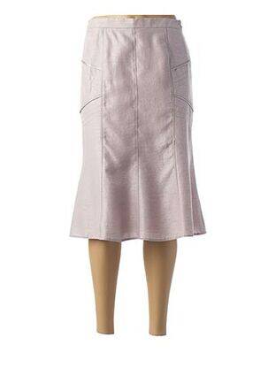 Jupe mi-longue coupe droite évasée sur le bas rose IMPULSION femme