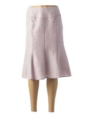 Jupe mi-longue coupe droite évasée sur le bas rose FRANCE RIVOIRE femme
