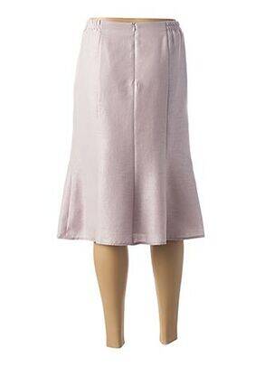 Jupe mi-longue coupe droite évasée sur le bas rose FRANCE RIVOIRE femme