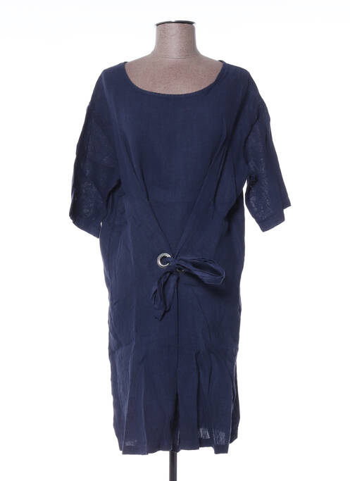 Robe mi-longue col rond bleu LA FEE MARABOUTEE femme