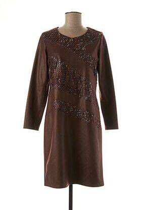 Robe mi-longue manches longues manches longues marron MERI & ESCA femme