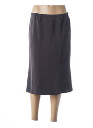 Jupe mi-longue taille élastique marron GUY DUBOUIS femme