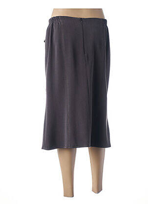 Jupe mi-longue taille élastique marron GUY DUBOUIS femme