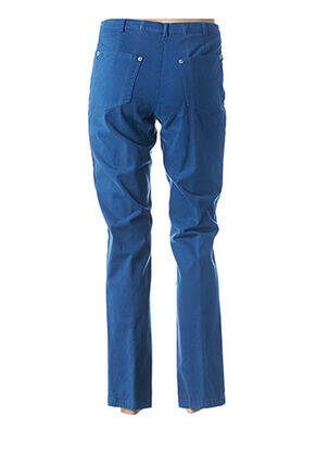 Pantalon droit fermeture zippée sous rabat boutonné taille basse bleu GUY DUBOUIS femme
