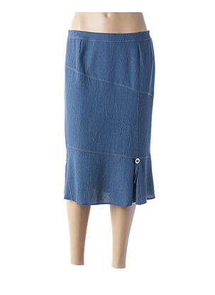 Jupe mi-longue taille haute bleu GUY DUBOUIS femme