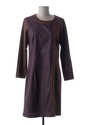 Robe mi-longue manches longues manches longues marron GUY DUBOUIS femme