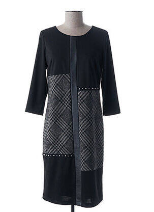 Robe mi-longue manches 3/4 manches 3/4 noir GUY DUBOUIS femme