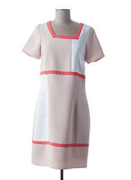 Robe mi-longue imprimé fantaisie manches courtes beige GUY DUBOUIS femme
