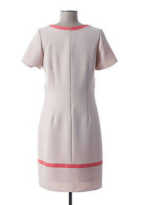 Robe mi-longue imprimé fantaisie manches courtes beige GUY DUBOUIS femme