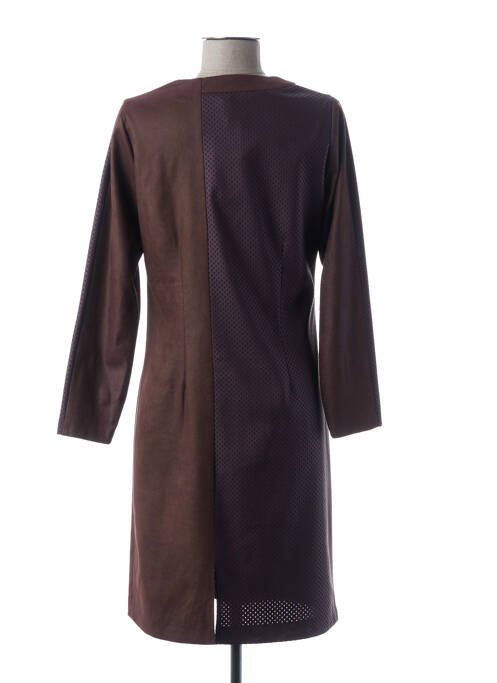 Robe mi-longue manches longues manches longues marron GUY DUBOUIS femme