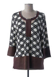 Top tissage jersey manches 3/4 marron GUY DUBOUIS femme