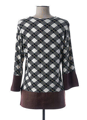 Top imprimé fantaisie manches 3/4 marron GUY DUBOUIS femme