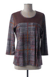 T-shirt imprimé fantaisie manches 3/4 marron GUY DUBOUIS femme