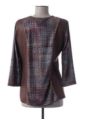 T-shirt manches 3/4 manches 3/4 marron GUY DUBOUIS femme
