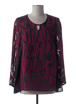 Blouse imprimé fleurs manches longues rouge GUY DUBOUIS femme