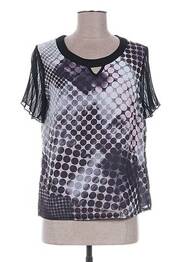 Top imprimé fantaisie manches courtes noir FRANCE RIVOIRE femme
