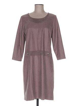 Robe mi-longue manches courtes manches courtes marron GUY DUBOUIS femme