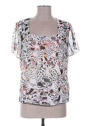 Top col carré manches courtes rose FRANCE RIVOIRE femme