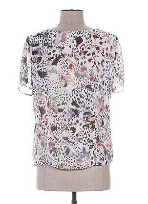 Top col carré manches courtes rose FRANCE RIVOIRE femme