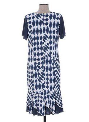 Robe mi-longue imprimé fantaisie manches courtes bleu FRANCE RIVOIRE femme