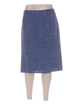 Jupe mi-longue coupe droite bleu FRANCE RIVOIRE femme
