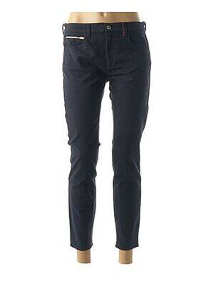 Pantalon 7/8 fermeture zippée sous rabat boutonné taille basse bleu COUTURIST femme
