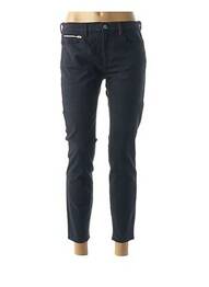 Pantalon 7/8 fermeture zippée sous rabat boutonné taille basse bleu COUTURIST femme