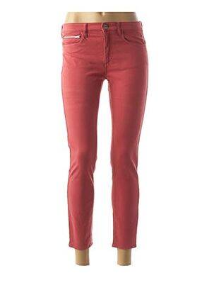 Pantalon 7/8 fermeture zippée sous rabat boutonné taille basse rouge COUTURIST femme
