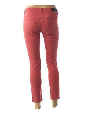 Pantalon 7/8 fermeture zippée sous rabat boutonné taille basse rouge COUTURIST femme