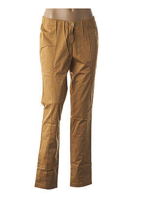 Pantalon fermeture zippée sous rabat boutonné marron COUTURIST femme