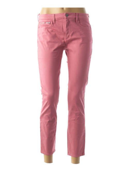 Pantalon 7/8 fermeture zippée sous rabat boutonné taille basse rose COUTURIST femme
