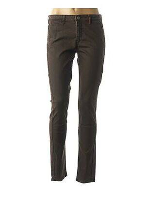 Pantalon tissage enduit taille basse marron COUTURIST femme