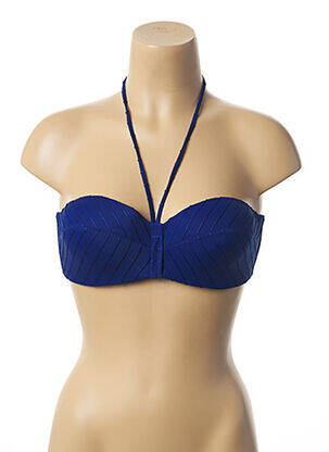 Haut de maillot de bain stretch haut soutien-gorge moulé bleu LOU femme