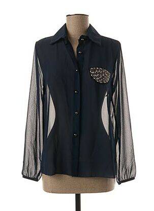 Chemisier coupe droite manches longues bleu QUATTRO femme