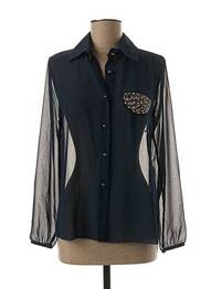 Chemisier coupe droite manches longues bleu QUATTRO femme