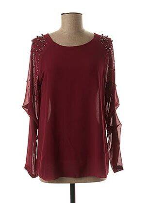 Top col rond manches longues rouge QUATTRO femme
