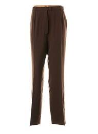Pantalon droit fermeture zippée sous rabat boutonné marron QUATTRO femme