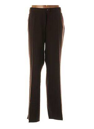Pantalon droit fermeture zippée sous rabat boutonné taille normale marron QUATTRO femme