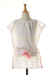 Robe mi-longue manches courtes manches courtes blanc SUNUVA fille