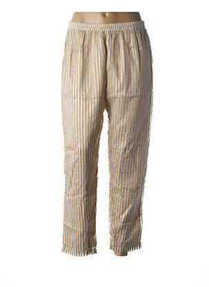 Pantalon 7/8 taille élastique beige LEONIE femme