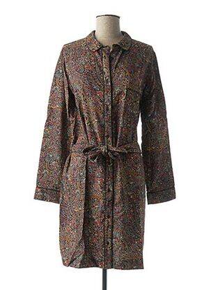 Robe mi-longue imprimé fantaisie manches longues noir MY SUNDAY MORNING femme