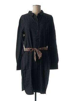 Robe mi-longue imprimé fantaisie manches longues noir MY SUNDAY MORNING femme