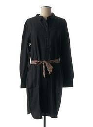 Robe mi-longue imprimé fantaisie manches longues noir MY SUNDAY MORNING femme