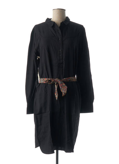 Robe mi-longue imprimé fantaisie manches longues noir MY SUNDAY MORNING femme